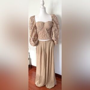 NY Collection Beige A-Line Skirt